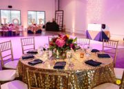 Gold and Fuchsia Wedding Decor Table