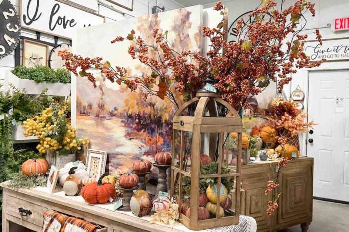 Console table fall decor