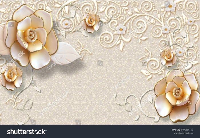 Gold rose wall decor